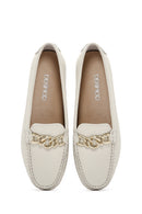 Women's Beige Leather Loafer | Derimod