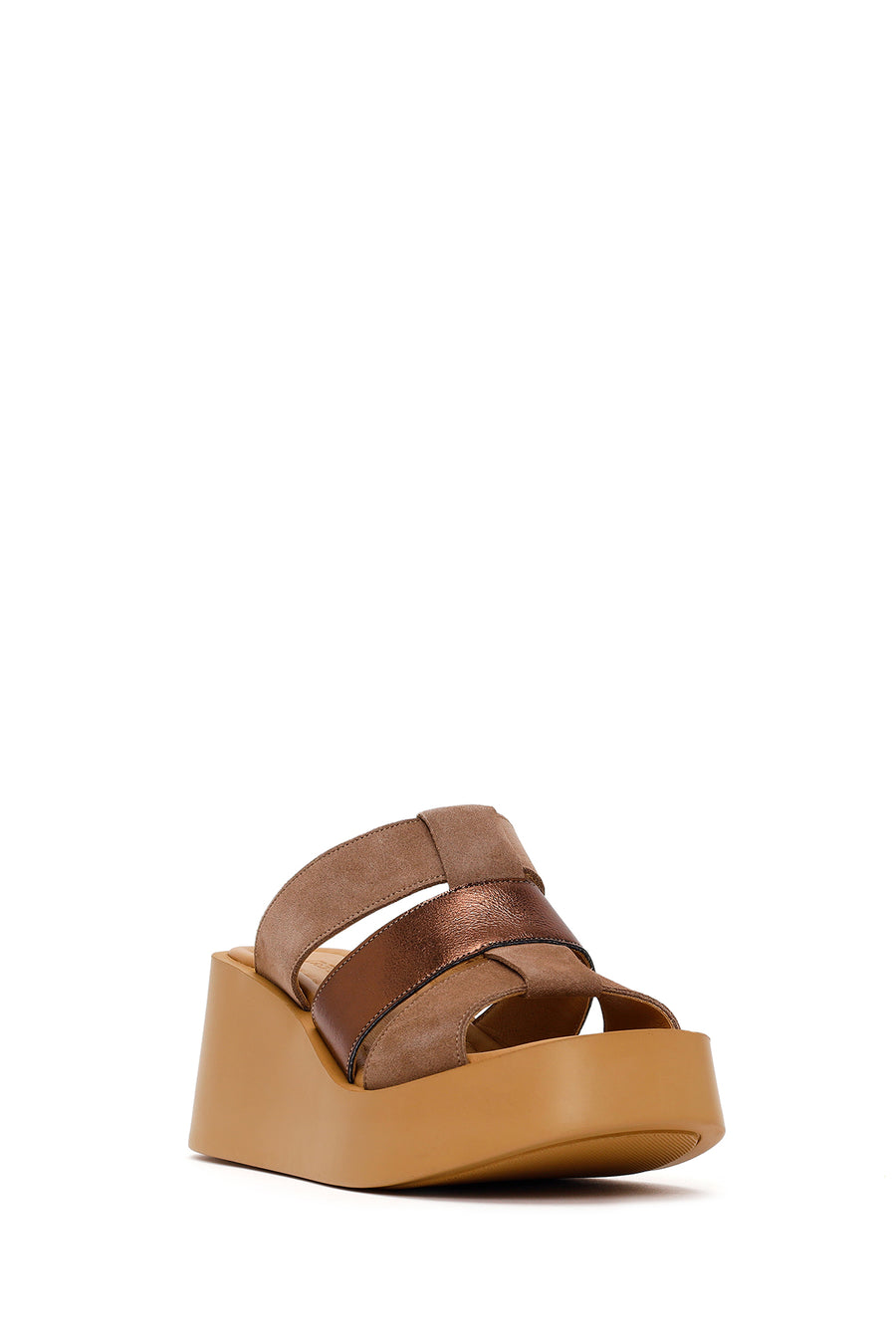 Woman Mink Wedge Heel Suede Leather Comfort Slippers