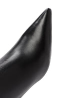 Women's Black Zippered Thin Heeled Leather Boots | Derimod