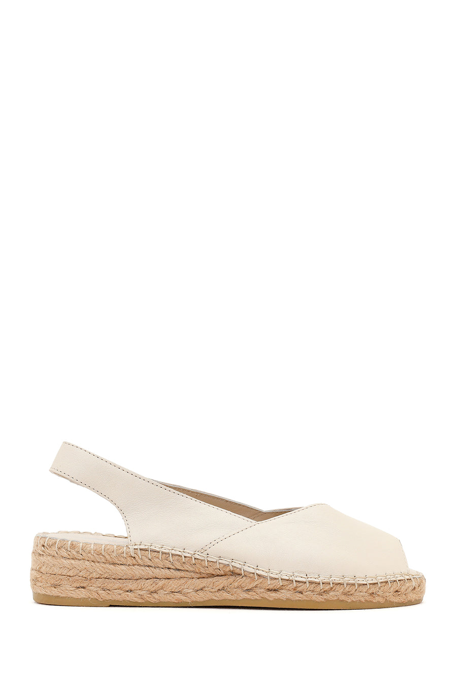 Women's Cream Thick-Soled Leather Espadrilles 26SFD2057FT | Derimod