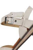 Women's Beige Ankle Strap Leather Bodrum Sandals | Derimod