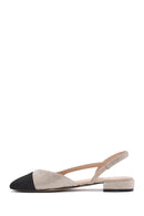 Women's Beige Open Back Stoned Ballerinas | Derimod