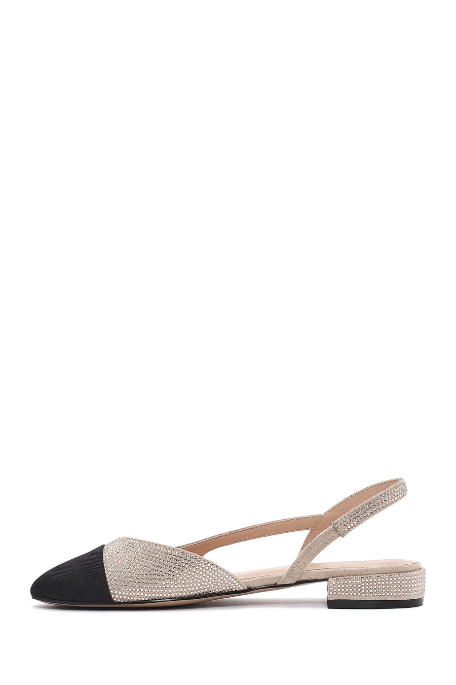 Women's Beige Open Back Stoned Ballerinas
