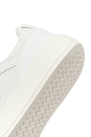 Men's White Lace-up Thick-Sole Leather Sneaker | Derimod