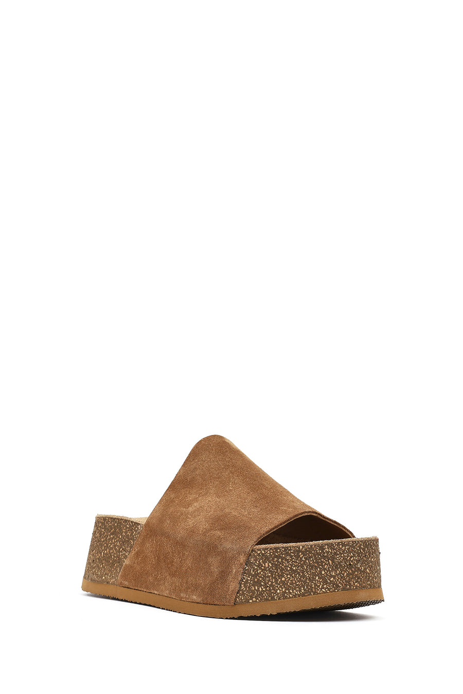 Women's Brown Thick Soled Suede Leather Slippers