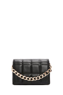 Women's Black Long Chain Strap Quilted Crossbody Bag | Derimod