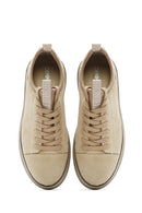 Men's Beige Lace-Up Suede Leather Sneaker | Derimod