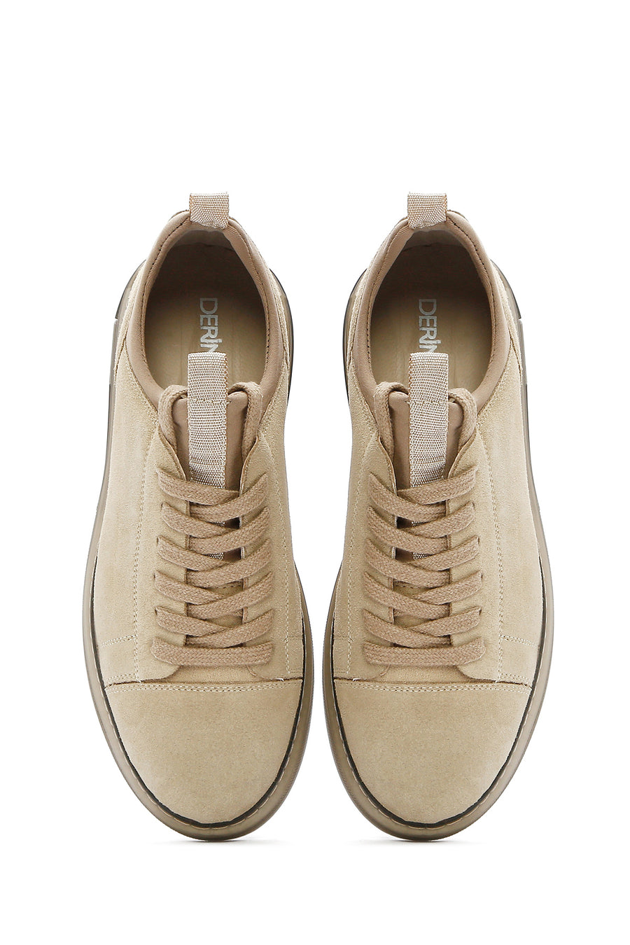 Men's Beige Lace-Up Suede Leather Sneaker