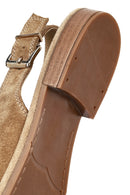 Women's Beige Backless Suede Leather Loafer | Derimod