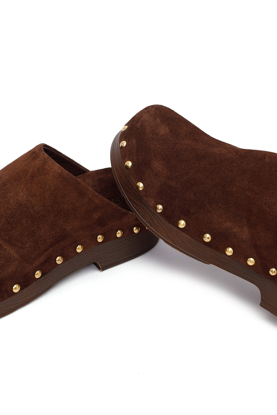 Women's Brown Platform Suede Leather Slippers