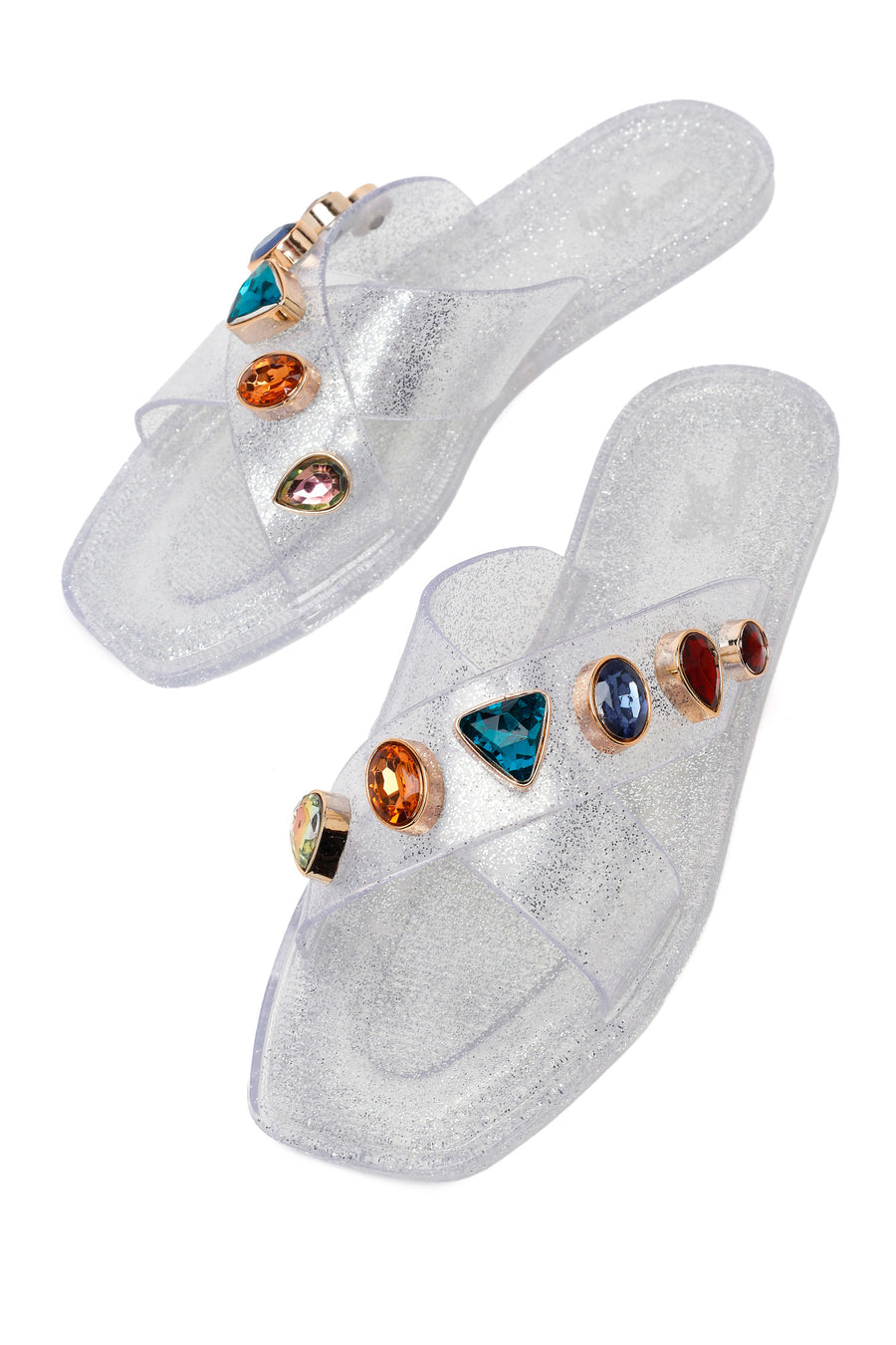 Woman Transparent Rhinestone Jelly Slipper
