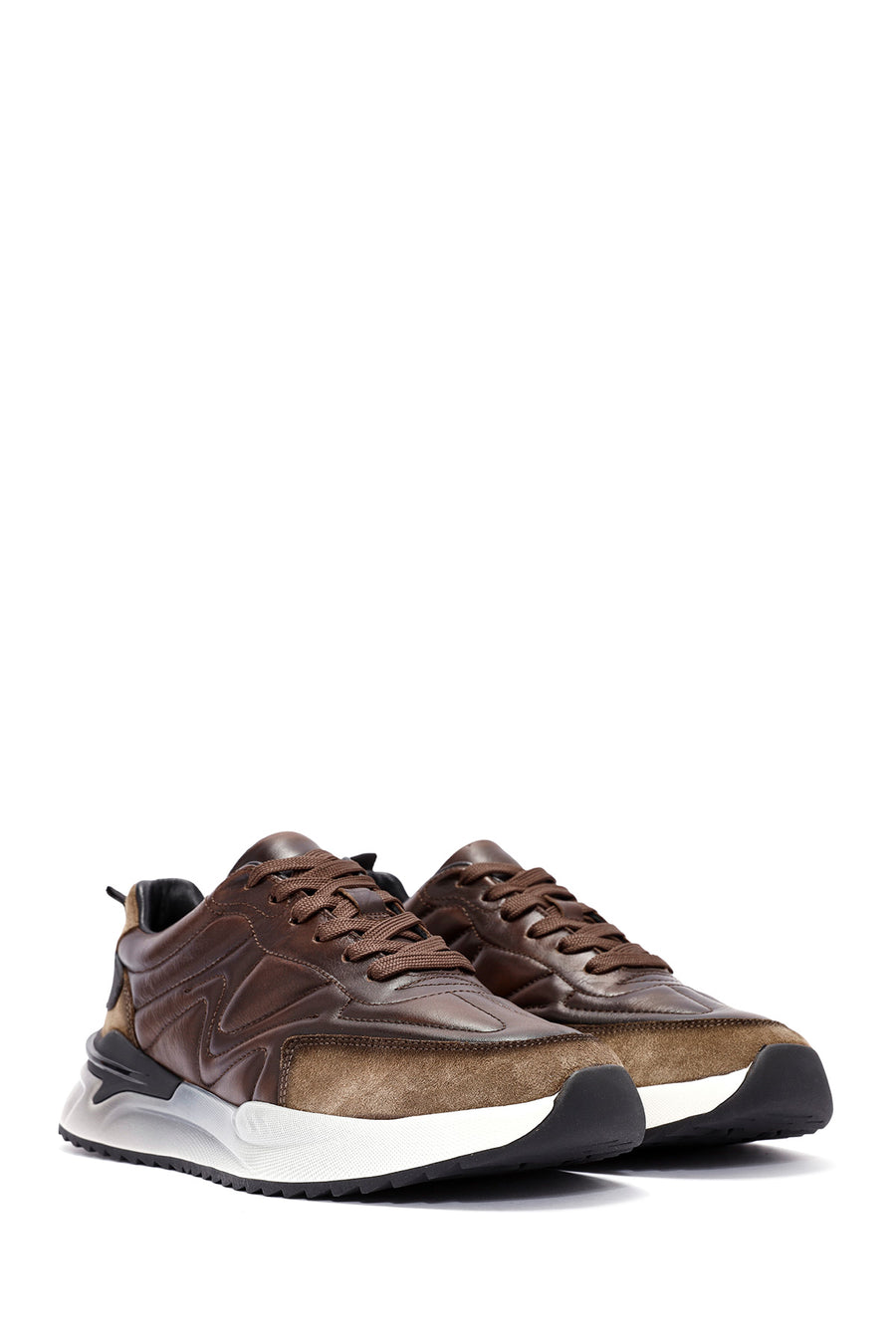 Men's Brown Lace-Up Leather Sneaker