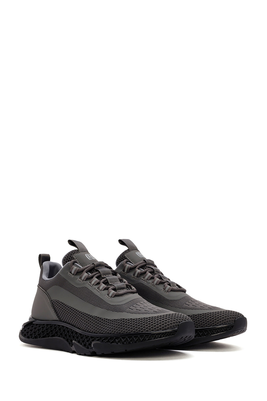 Derimod Zero Men's Grey Thick-Soled Laced Fabric Sneaker