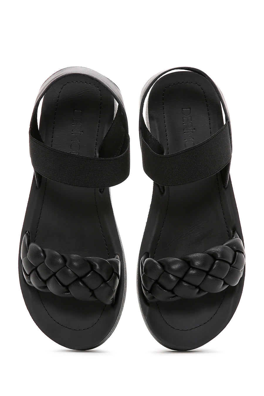 Women's Black Knit Patterned Sandals