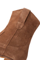 Women's Tan Suede Leather Cowboy Boots | Derimod