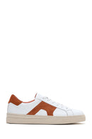 Men's White Orange Suede Detailed Leather Sneaker | Derimod