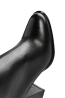 Women's Black High Thick Heel Leather Boots | Derimod