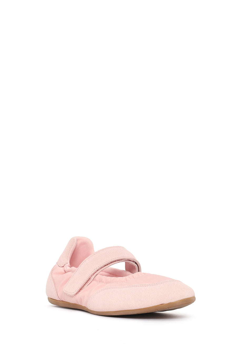 Women's Powder Pink Strapped Leather Sport Ballet Flats
