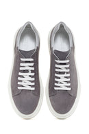 Men's Gray Thick Soled Suede Leather Sneaker | Derimod