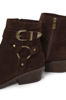 Woman Brown Zip Closure Suede Cowboy Boots | Derimod