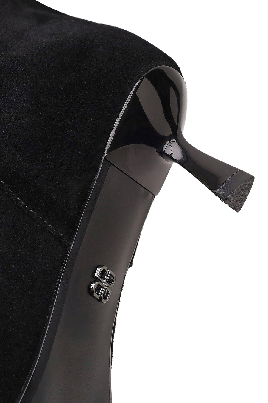Woman Black Thin-Heeled Suede Boot