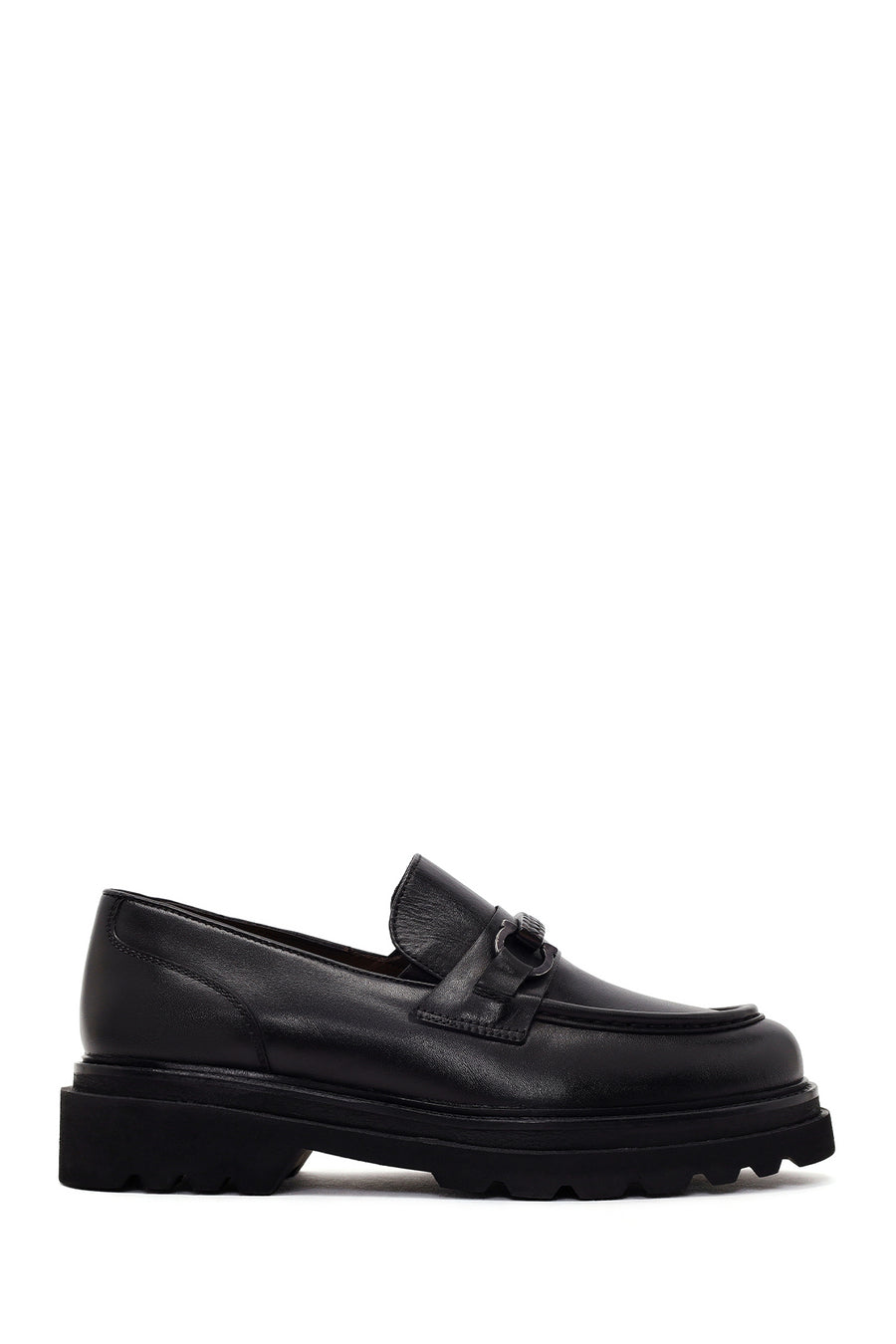 Male Black Leather Casual Loafer WM750034DV | Derimod