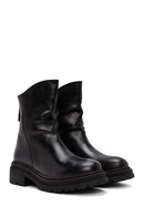 Women's Black Back Zipper Leather Boots | Derimod