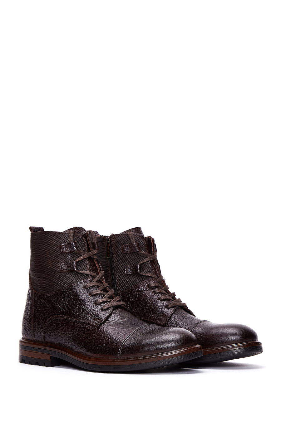 Men's Brown Leather Zippered Boots