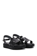 Women's Black Ankle Strap Leather Bodrum Sandals | Derimod