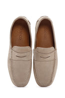 Men's Beige Suede Leather Loafer | Derimod