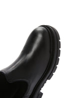 Women's Black Leather Chelsea Boots with Fur Inside | Derimod