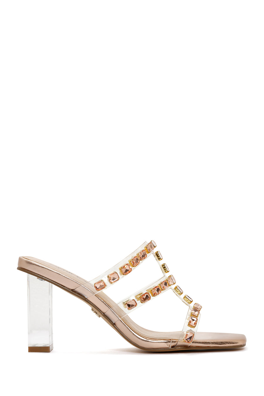 Women's Pink Transparent Thick Heeled Slippers
