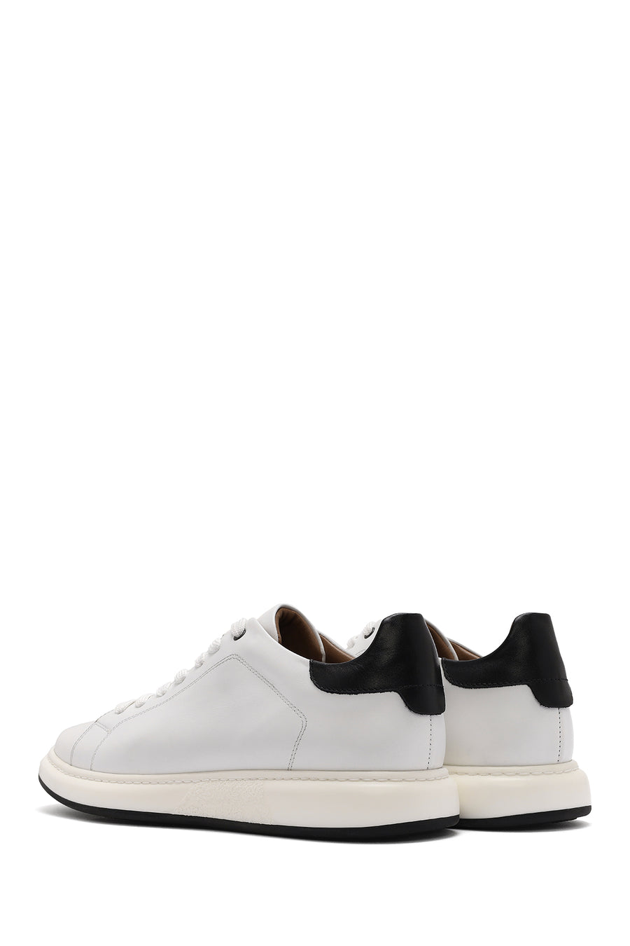 Men's White Lace-up Leather Sneaker