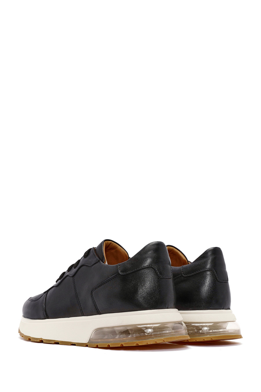Men's Black Lace-up Leather Sneaker