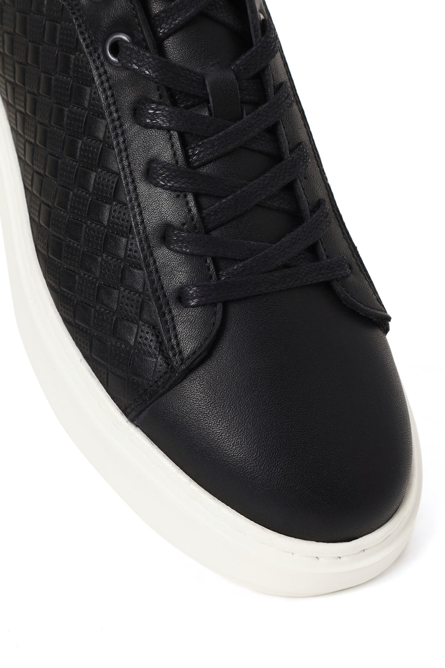 Male Black Lace-Up Leather Sneaker