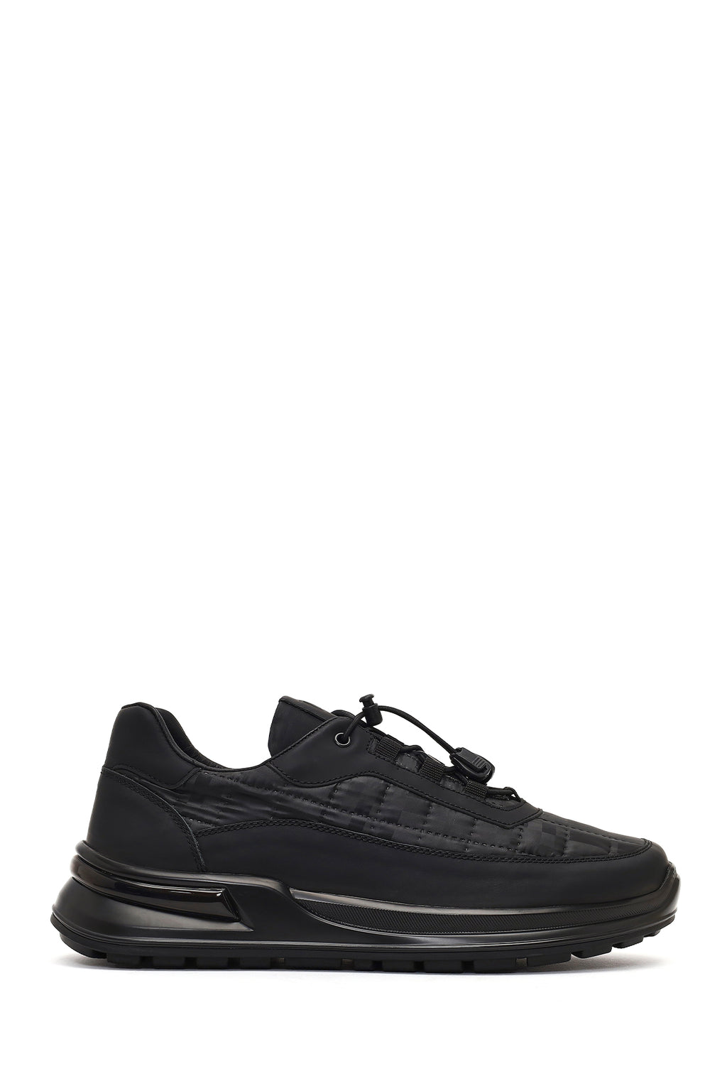 Erkek Siyah Kalın Tabanlı Deri Sneaker