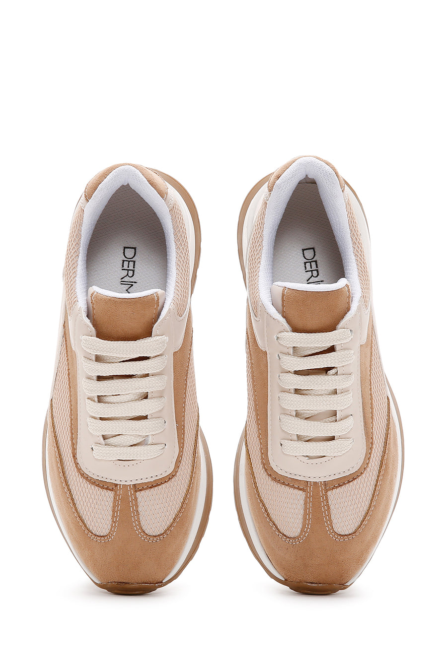 Kadın Bej Süet Detaylı Sneaker