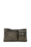 Men's Khaki Leather Waist Bag | Derimod