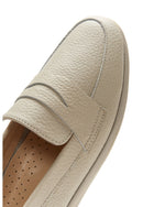 Women's Beige Leather Comfort Loafer | Derimod