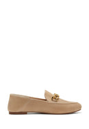 Women's Beige Suede Leather Masculine Loafer | Derimod