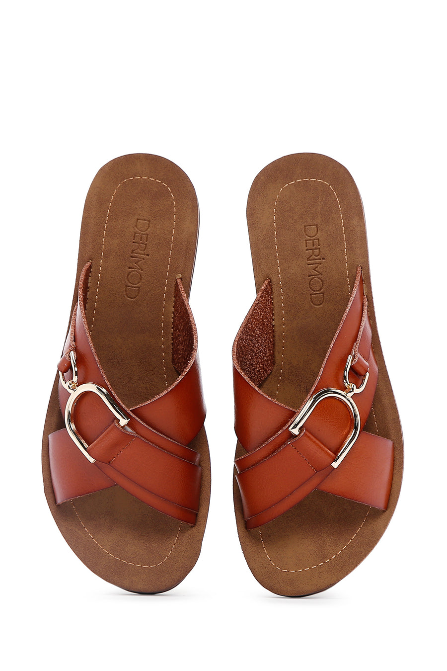 Women's Tan Flat Slippers