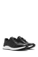 Erkek Siyah Bağcıklı Deri Casual Sneaker | Derimod