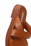 Women's Tan Leather Comfort Slippers | Derimod