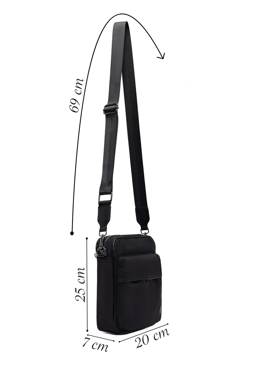 Men's Black Fabric Messenger Bag