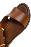 Women's Tan Leather Bodrum Sandals | Derimod