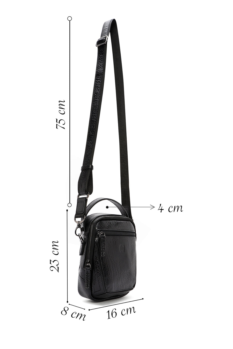 Men's Black Leather Messenger Bag