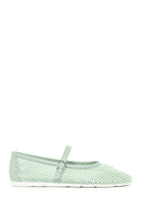 Woman Mint Green Buckled Mesh Ballerine flats | Derimod