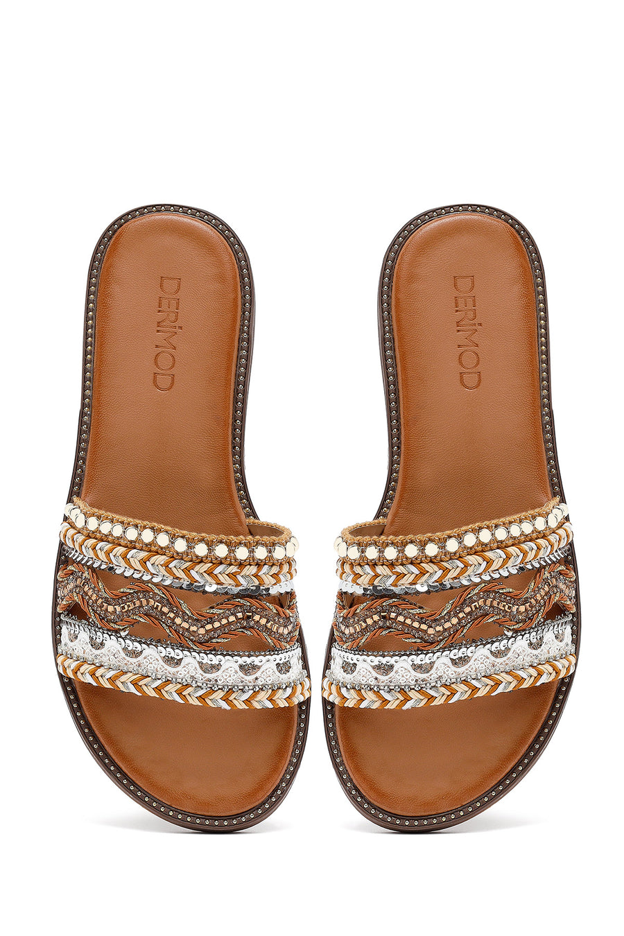 Woman Beige Stone Slippers