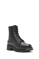 Women's Black Zippered Leather Boots | Derimod