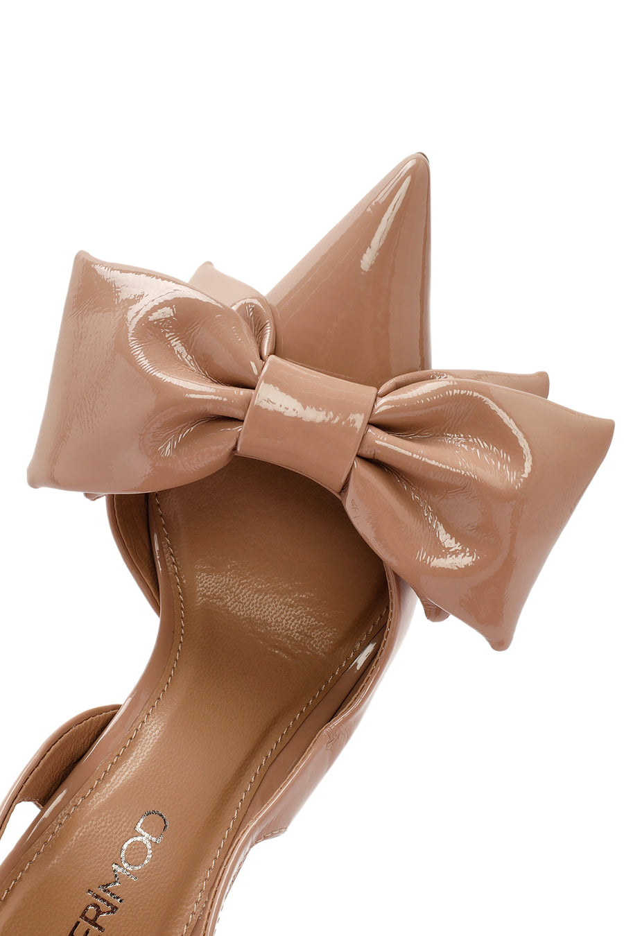 Women's Beige Slingback Thin Heel Patent Leather Shoes